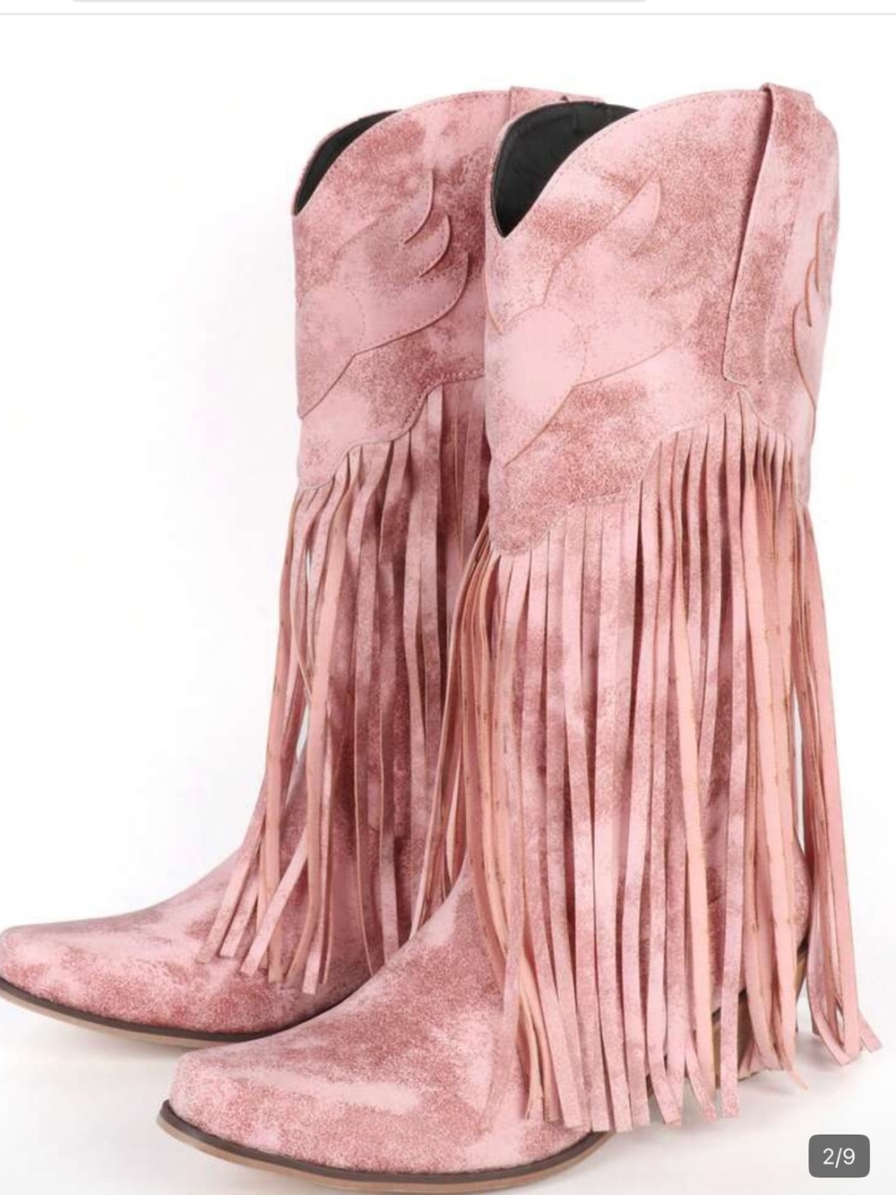 Fringed Pink Suede Women’s Cowboy Boots